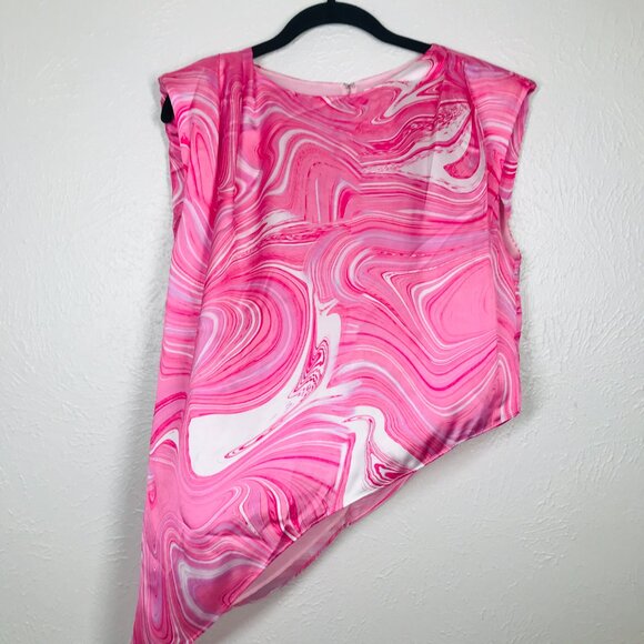 Amanda Uprichard Pink Swirl Jupiter Asymmetrical Hemline Top - Picture 3 of 10
